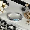 Anillo Abierto de Mariposa con Esmalte Azul Mar Aceite Diseño de Nicho Nuevo y Caliente Cinturón de Amor Circonita Anillo de Lujo Ligero
