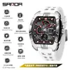 Reloj Deportivo Sanda de Doble Pantalla para Estudiantes de Secundaria, Montañismo al Aire Libre, Hora Mundial, Resistente al Agua, Cuenta Atrás, Versátil, Elegante Reloj Electrónico