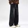 Jeans rectos de lavado desgastado retro americano de moda para hombre 2026, pantalones largos holgados y versátiles