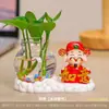 Adornos Decoraciones Dios de la Riqueza Rosa Verde Florero Hidropónico Florero de Cristal Estación de Escritorio Utensilios para Arreglos Florales Regalo Regalo