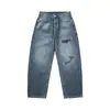 Ropa Vintage 2025 Otoño Nuevo Retro Americano Tendencia High Street Marca Hecho a Mano Parche Desgastado Jeans de Pierna Recta para Hombre