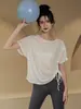 Conjunto deportivo de verano para mujer para yoga, top ligero de secado rápido, holgado de manga corta, transpirable, ropa de fitness de alta gama