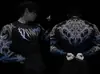 Breathedivinity Marca de Moda Americana Estilo Oscuro Camiseta de Manga Larga para Hombre Deporte Fitness Top de Alta Elasticidad