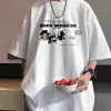 Camiseta de Manga Corta para Hombre de Algodón Pesado Estilo Americano Color Borgoña para Jóvenes Verano Nueva Holgada Moderna Marca Camiseta para Estudiante de Secundaria