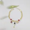 Pulseira Gesto de Elefantinho Olho de Diabo, Cobre Não Desbota, Banhada a Ouro 14Kk, Novo Estilo 2025, Fresca e Doce, Empilhável