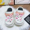 [en stock pelo rápido] cadena rosa accesorios de dibujos animados zapatos con agujeros accesorios DIY hebilla de zapato flor de zapato accesorios desmontables