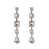 Brincos Geométricos Retro Exagerados Europeus e Americanos Liga Cravejada com Diamantes Brincos Longos para Mulheres Atacado Estilo Geométrico Cravejado com Diamantes