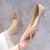 Zapatos de Tacón Alto con Tacón de Almohada Blancos Color Champaña Punta Fina Plateados Tacón Bajo de 3 cm Zapatos de Boda Franceses Zapatos para Madrina