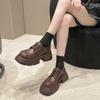 Zapatos de Cuero con Cordones Estilo Británico, Plataforma, Suela Gruesa para Mujer, Estilo Nuevo con Tacones Gruesos, Adecuados para Combinar con Faldas, Mocasines Retro para Mujer