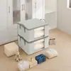 Bolsa de Almacenamiento para Edredón Rayado Visible para Uso Doméstico, Caja de Almacenamiento de Gran Capacidad para Ropa, Mudanzas, Empaque, a Prueba de Humedad y Polvo, con Tapa