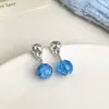 Pisando nos Brincos de Pino Florais Azul Marinho SeaFresh Estilo Moda Férias Brincos de Franja Brincos de Pedra Natural Únicos