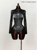 Body de manga comprida com estampa de teia de aranha estilo americano, roupa de personagem sexy justa, camiseta básica atacado