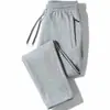 Calça de moletom masculina de verão e primavera marca de moda solta reta calça esportiva masculina macacão tamanho plus calça casual amarrada no tornozelo masculino