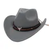 Sombrero de ala vuelta de Xizang, Sombrero de vaquero occidental, Sombrero de fieltro de Xizang, Nuevo Sombrero étnico estilo Cow Head de la meseta de la pradera para exteriores