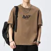 Camiseta de Algodão Pesado Nova para Homens Verão 2025, Marca da Moda Estilo Americano, Caimento Solto, Tamanho Grande, Moda Casual Versátil de Manga Curta para Homens