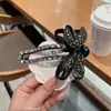 11,5 cm Presilha Preguiçosa com Strass Cinza Moda de Luxo Laço de Fita de Cetim Grampo Bico de Pato para Mulheres