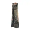 Kb27 High Street Estilo Americano Hombres y Mujeres Gama Alta Diseño Estampado Patrón de Cadena Jeans Casuales Rectos Sueltos para Hombre
