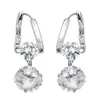 Moda Transfronteriza Europea y Americana Simple Brillante Totalmente Diamantado Circonita Flor Bola Postes para Pendientes Pendientes de Alta Gama Nicho Exquisitos Accesorios para Pendientes