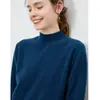 Suéter de Lana 100% Merino Australiano de Primera Línea Listo para Usar para Mujer, Tejido de Cuello Medio Alto, Capa Base de Color Sólido, Suéter Fino de Lana