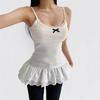 HH2102-25 Camisola Transfronteriza con Dobladillo de Encaje Blanco Ropa Exterior para Mujer Top con Lazo Interior