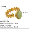 Anillos Europeos y Americanos de Acero de Titanio Incrustados con Joyería de Piedra Natural, Lujo Ligero, Anillos Abiertos Versátiles y de Alta Gama de Acero Inoxidable para Mujer Que No Se Desvanecen