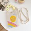 Bolso para teléfono móvil de punto con dibujos animados de amor para mujer, estilo coreano, bandolera de un solo hombro, monedero de viaje, bolso pequeño