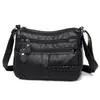 Bolso Pequeño Cuadrado de Piel Suave Nuevo para Mujer Bolso Cruzado para Mujer Bolso de Hombro para Mujer de Mediana Edad Bolso para Madre Bolso de Piel Lavada para Mujer Gran Capacidad