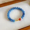 "Carpa Dorada Azul" Nuevo Chinoiserie Pulsera Dorada de Perlas Azules Koi Retro Gama Alta Blanqueador Elegante Pulsera