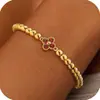 Pulsera de Abalorios con Diseño Transfronterizo de Trébol de Cuatro Hojas y Piedra de Nacimiento, Estilo Vintage, Joyería de Pulsera con Temperamento de Lujo Ligero