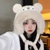 Invierno Caricatura Oso Lindo Orejas de Oso Mostrar Rostro Pequeño Peludo Sombrero Lei Feng para Mujer Exterior Cálido Protección Orejas Capucha