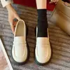 Zapatos de Cuero para Mujer Estilo Japonés Otoño 2024 Nuevos Mocasines de Suela Gruesa Estilo Británico Slip-On Zapatos de Uniforme JK