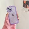 Capa Protetora Transparente Colorida de Resina com Glitter Borda Ondulada Grande Adequada para Iphone18Pro Furo Fino 16 Anti-Queda Tendência