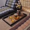 Bandeja de Madera Maciza y Bambú, Bandeja Larga para Frutas, Mesa de Centro para Sala de Estar, Juego de Té Japonés, Bandeja de Té, Club de Hotel, Estilo Tailandés Feng Shiai