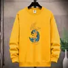 Suéter Masculino Novo de Primavera e Outono Tecido Composto Pulôver Gola Redonda Solto Plus Size Esportivo Casual Estilo Pesado