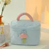 Bolsa de Maquiagem de Veludo Grande Capacidade Alto Valor Estético Portátil Bolsa de Armazenamento Portátil Bolsa de Armazenamento de Maquiagem Fofa de Nicho