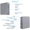 Estación de acoplamiento tipo C transfronteriza 17 en 1 PD100, carga rápida 4K60Hz, puerto de red Gigabit con expansión de pantalla y concentrador USB.
