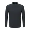 Camiseta térmica de cuello semi-alto para hombre, engrosada y cálida de invierno, forro polar de doble cara, amigable con la piel y suave, adecuada para ir al trabajo, color liso, manga larga