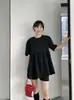 Estilo Chic Coreano Suave Camisa de Muñeca Reductora de Edad Tejido Waffle Holgado Adelgazante Conjunto de Dos Piezas Camisa + Pantalones Cortos Ropa para Mujer