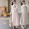 Conjunto de vestido de malha colete de maternidade floral tridimensional suave 2026 outono e inverno vestido de colete de maternidade sem mangas com acabamento em renda