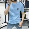 Marca de Moda Camiseta de Manga Corta para Hombre Explosivo 2025 Nueva Moda de Verano Casual Estampada Manga Media Cuello Redondo