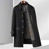 Abrigo de Lana de Doble Cara para Hombre Estilo Británico de Alta Calidad con Forro Desmontable de Plumas Abrigo Largo de Lana para Negocios