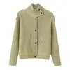 Colección Primavera 2026 Transfronteriza de AliExpress: Cárdigan de punto de color liso, casual y elegante, de cuello alto para mujer