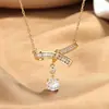 Nuevo Collar de Lazo de Lujo Ligero para Mujer, Diseño de Nicho con Colgante de Circonita, Cadena para Clavícula, Accesorio Versátil de Alta Gama de Moda