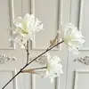 Simulación de orquídea morada de 3 cabezas, flor de simulación para boda, arreglo floral falso para boda, banquete de boda, decoración de sala de bodas, arreglo floral