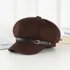 Gorra de Octágono con Hebilla Estilo Coreano para Mujer Moda Otoño Invierno Versátil Gorra de Pintor Circunferencia de Cabeza Grande Hace que la Cara se Vea Más Pequeña Gorra de Boina para Mujer