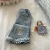Roupas de Outono para Meninas Calças Calças Flare Estilo Coreano Novos Calças Compridas Cartoon Infantis Jeans para Bebês Conjuntos Tendência