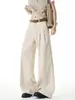 Calça de terno masculina ampla, calça de perna larga solta plissada de perna reta comprida, calça casual business casual