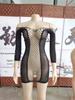 TZ101 Amazon Comércio Exterior Novo Vestido de Manga Longa Sexy um- corpo Strass Malha Vestido Vestido Hip