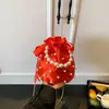 Bolso Pequeño de Seda Plegado de Moda Europeo y Americano para Mujer 2025 Verano Nuevo Bolso Bandolera Diagonal con Cadena de Perlas