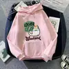 Sudadera con capucha de nuevo diseño para otoño e invierno, talla grande holgada, estampado de dibujos animados, terciopelo para mujer, manga larga, top casual de pullover